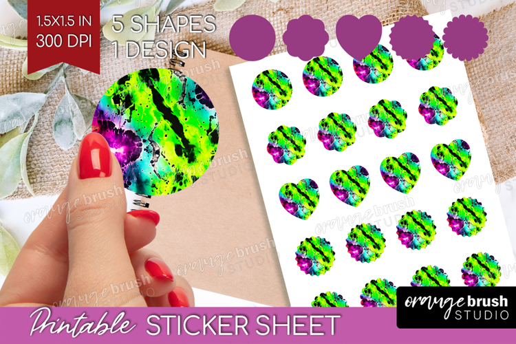 Halloween Round Sticker - Tie Dye Printable Sticker Sheet