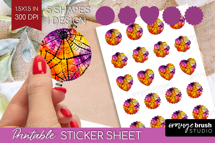Halloween Round Sticker - Tie Dye Printable Sticker Sheet