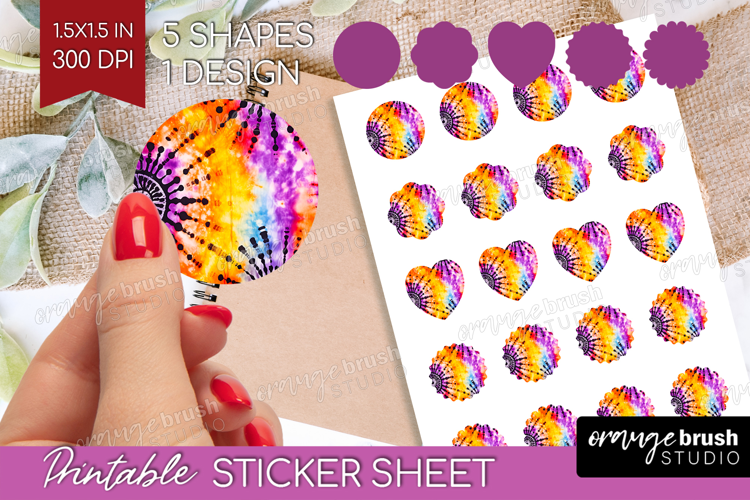 Halloween Round Sticker - Tie Dye Printable Sticker Sheet