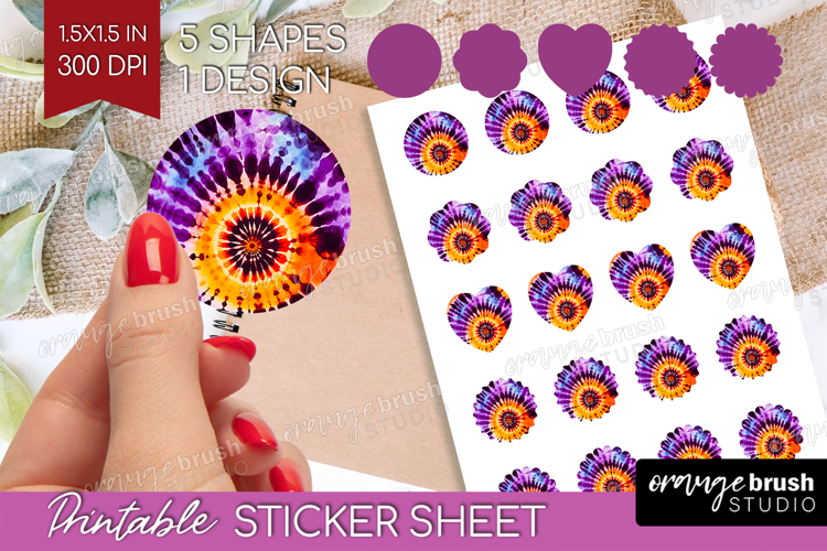 Halloween Round Sticker - Tie Dye Printable Sticker Sheet