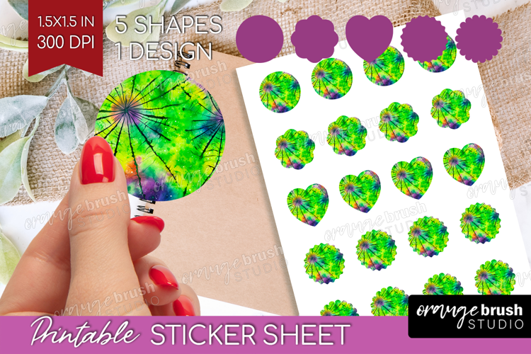 Halloween Round Sticker - Tie Dye Printable Sticker Sheet