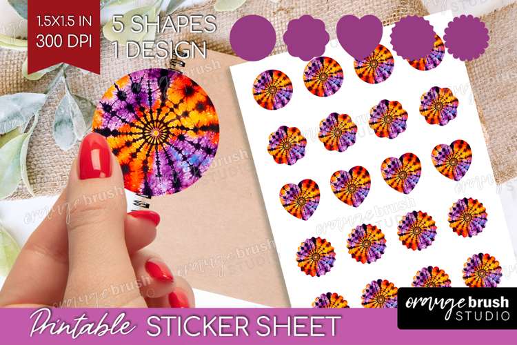 Halloween Round Sticker - Tie Dye Printable Sticker Sheet