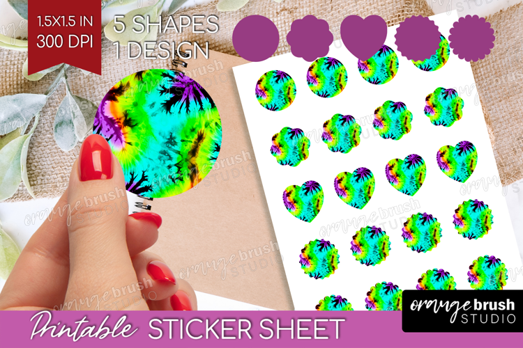 Halloween Round Sticker - Tie Dye Printable Sticker Sheet
