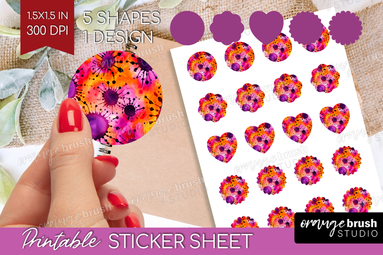 Halloween Round Sticker - Tie Dye Printable Sticker Sheet