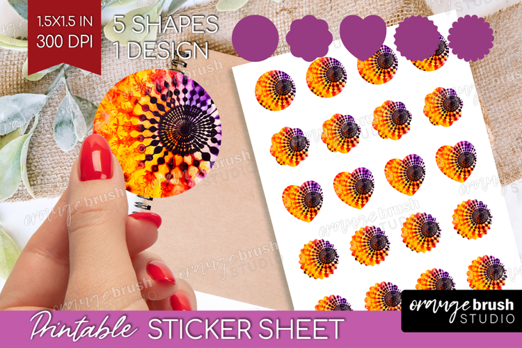 Halloween Round Sticker - Tie Dye Printable Sticker Sheet