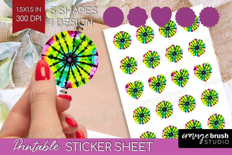 Halloween Round Sticker - Tie Dye Printable Sticker Sheet