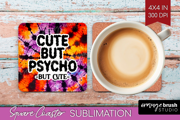 Sarcastic Halloween Quote Square Coaster - Tie Dye Coaster example image 1