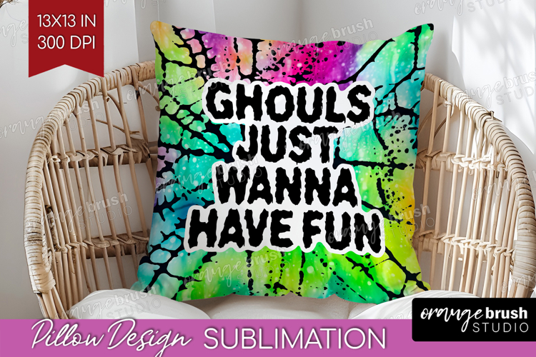 Sarcastic Halloween Quote Pillow Sublimation - Tie Dye Cover
