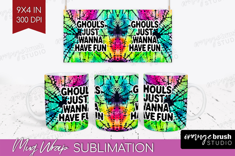 Sarcastic Halloween Quote Mug Wrap - Tie Dye Mug PNG