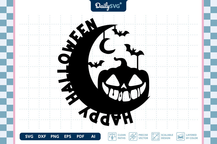 Happy Halloween Round SVG Spooky Holiday Cut File example image 1