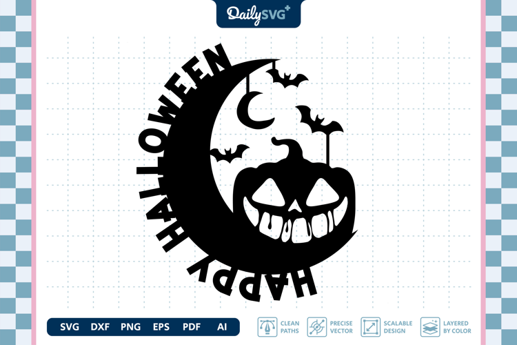 Happy Halloween Round SVG Spooky Holiday Cut File