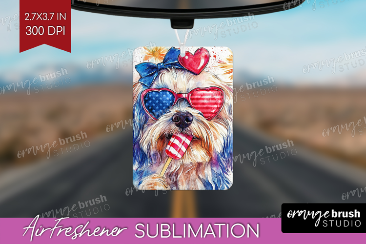 Havanese Dog Air Freshener PNG 4th Of July PNG Sublimation