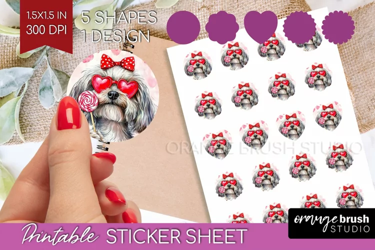 Havanese Valentine Round Sticker Valentines Day Printable