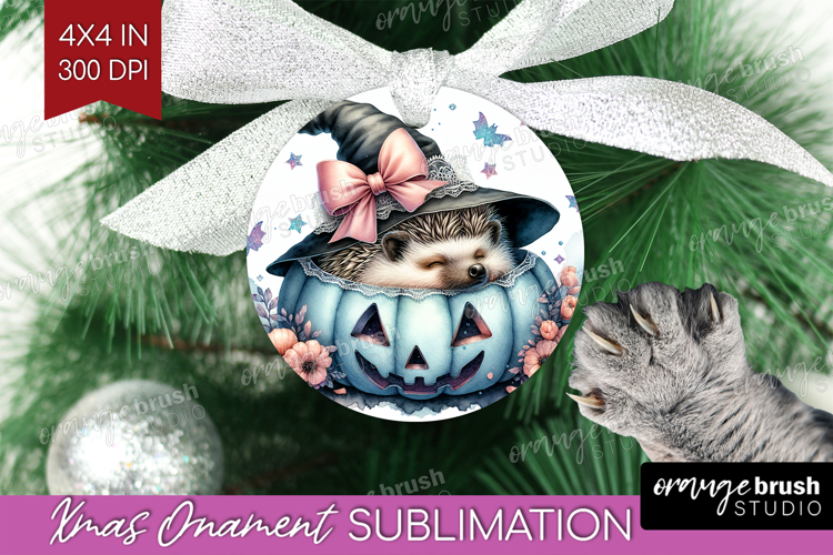 Hedgehog Halloween Ornament PNG Coquette PNG Sublimation