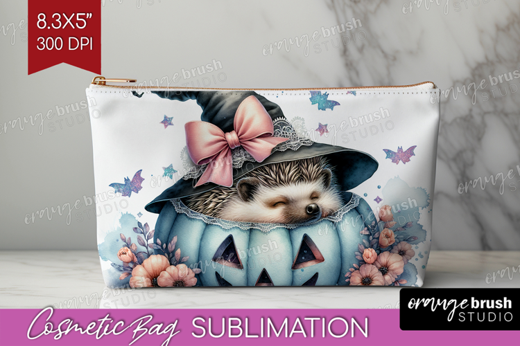Hedgehog Halloween Cosmetic Bag Coquette Makeup Bag PNG