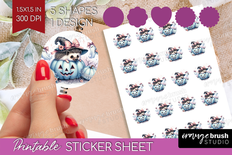 Hedgehog Halloween Round Sticker Coquette Printable Sticker