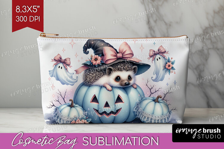 Hedgehog Halloween Cosmetic Bag Coquette Makeup Bag PNG example image 1