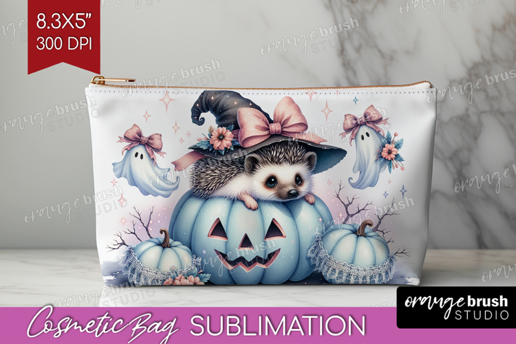 Hedgehog Halloween Cosmetic Bag Coquette Makeup Bag PNG