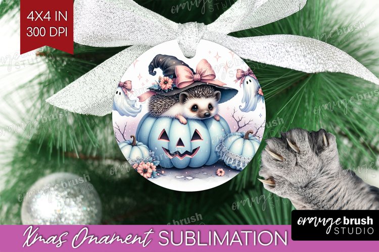Hedgehog Halloween Ornament PNG Coquette PNG Sublimation