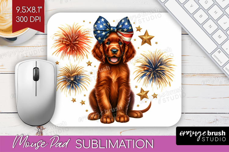 Irish Setter Dog Mouse Pad Sublimation Patriotic Dog PNG