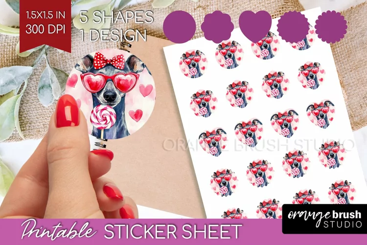 Italian Greyhound Valentine Round Sticker Valentines Day