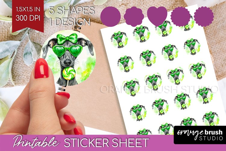 Italian Greyhound St. Patricks Day Dog Round Sticker Dog