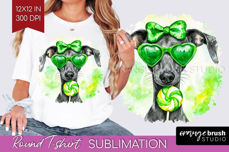 Italian Greyhound St. Patricks Day Dog Round Tshirt Dog PNG