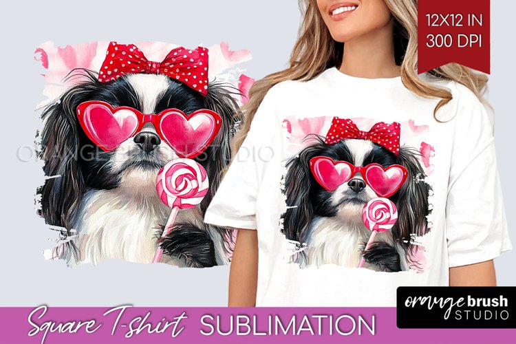 Japanese Chin Valentine Square Tshirt Background Valentines