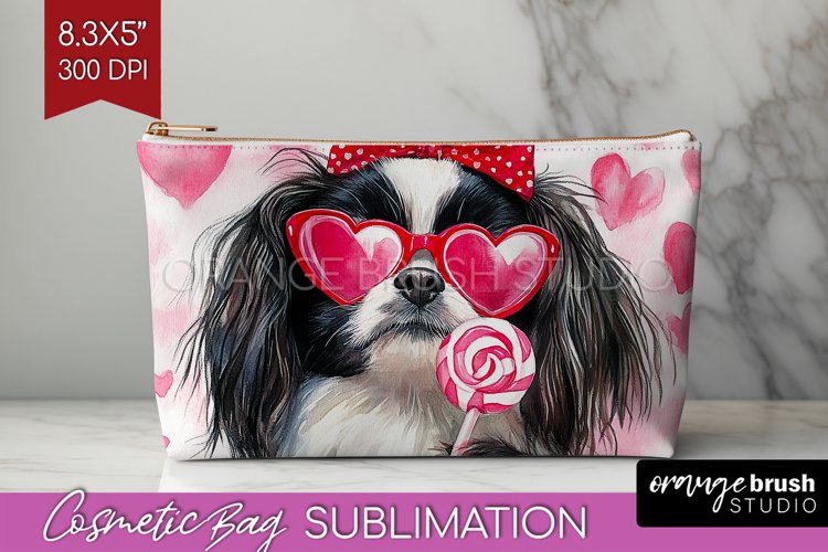 Japanese Chin Valentine Cosmetic Bag Valentines Day Makeup example image 1
