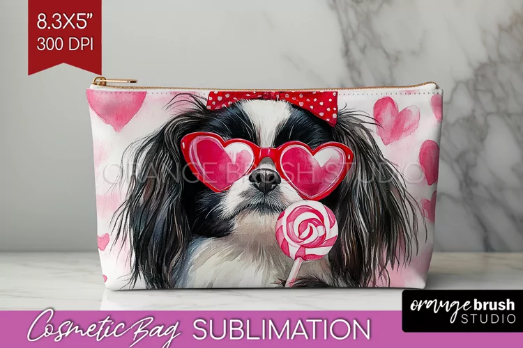 Japanese Chin Valentine Cosmetic Bag Valentines Day Makeup