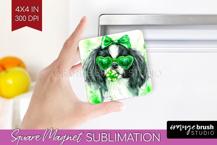 Japanese Chin St. Patricks Day Dog Magnet Sublimation Dog