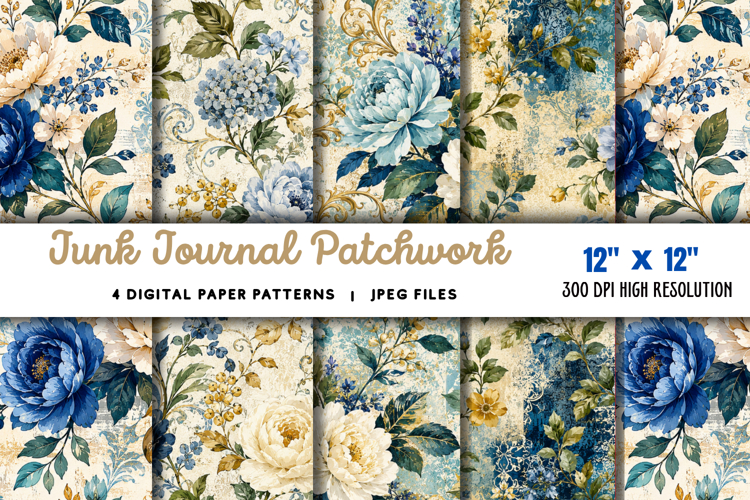 Junk Journal Patchwork Backgrounds JPG