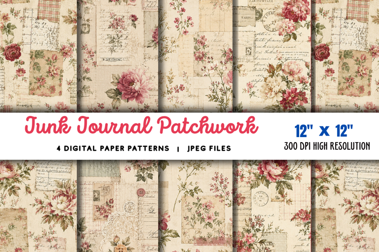 Junk Journal Patchwork Papers JPG