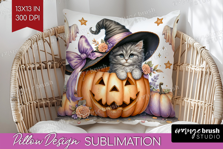 Kitten Halloween Pillow Sublimation Coquette Pillow Cover