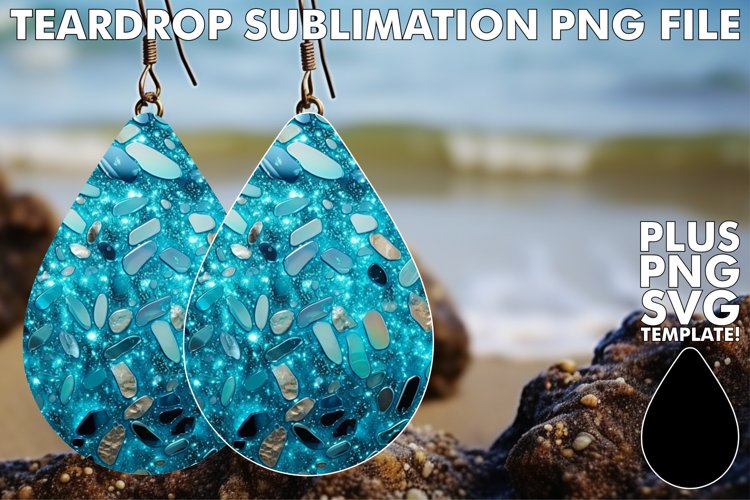 Sublimation Magic: Marble Teardrop Earrings in 3D example image 1