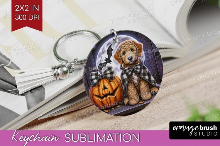 Labradoodle Dog Keychain PNG Halloween Keychain Sublimation