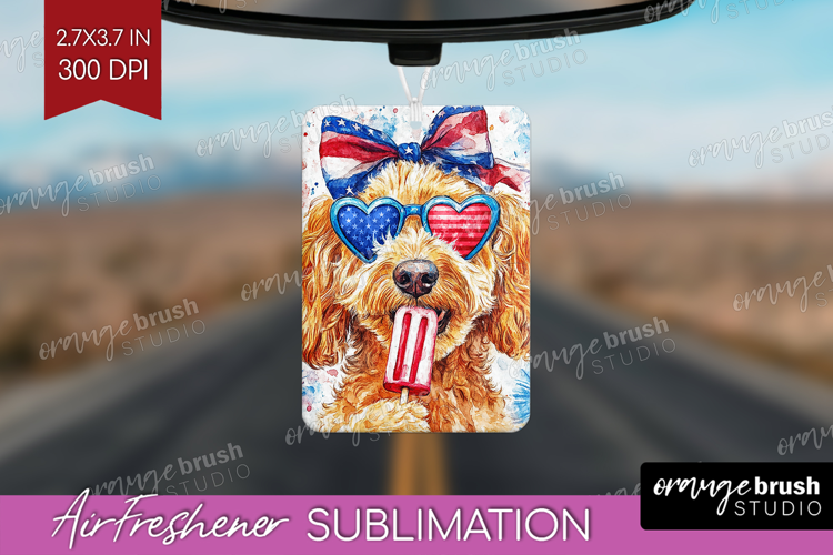 Labradoodle Dog Air Freshener PNG 4th Of July PNG
