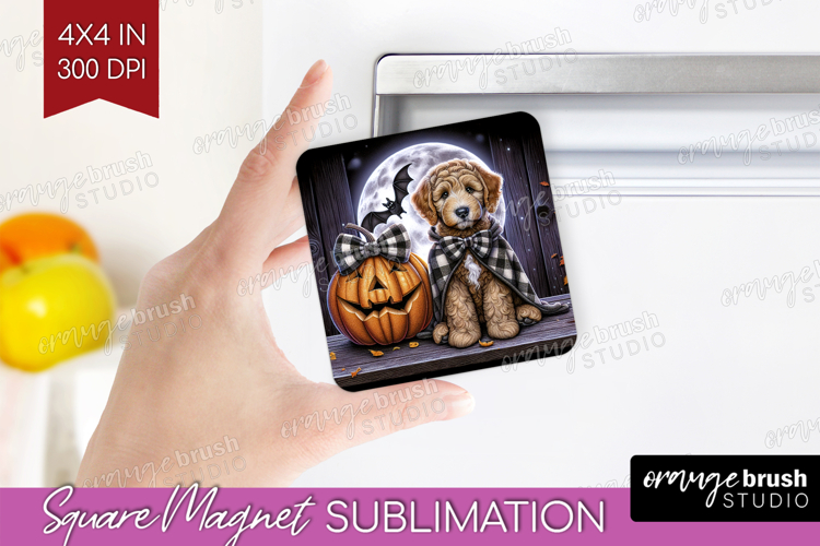 Labradoodle Dog Magnet Sublimation Halloween Square Magnet