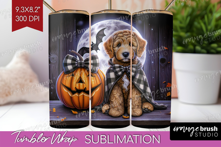 Labradoodle Dog Tumbler Wrap Halloween Tumbler PNG