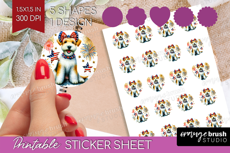 Lakeland Terrier Dog Round Sticker Patriotic Dog Printable