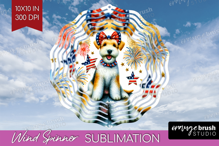 Lakeland Terrier Dog Wind Spinner Sublimation PNG Patriotic