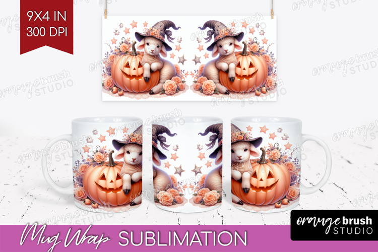 Lamb Halloween Mug Wrap Coquette Mug PNG Sublimation