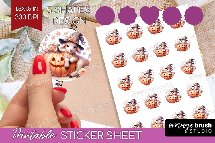 Lamb Halloween Round Sticker Coquette Printable Sticker