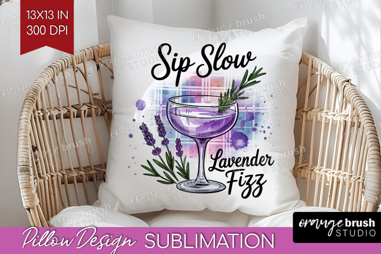 Lavender Fizz Cocktail Pillow Sublimation Summer Drink Cover