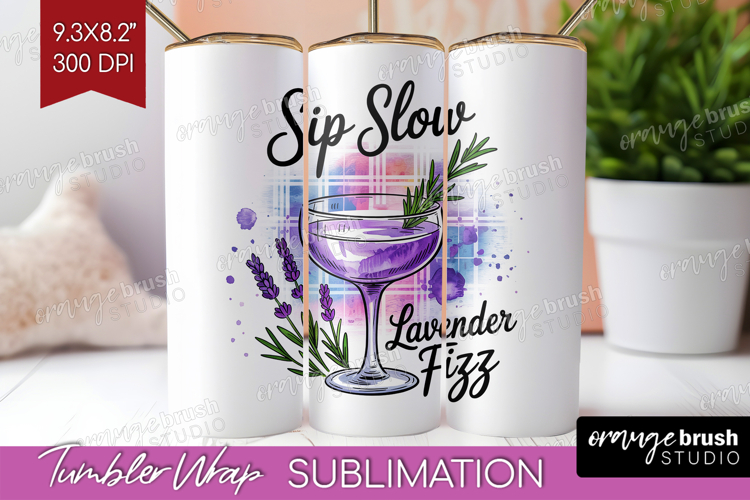 Lavender Fizz Cocktail Tumbler Wrap Summer Drink Tumbler PNG