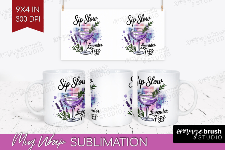 Lavender Fizz Cocktail Mug Wrap Summer Drink Mug PNG