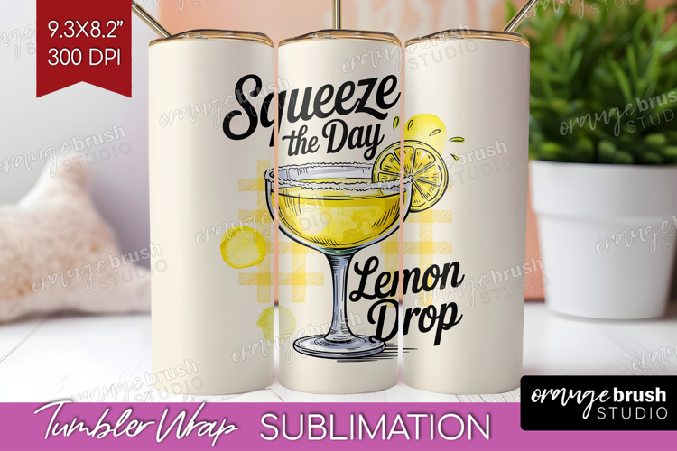 Lemon Drop Cocktail Tumbler Wrap Summer Drink Tumbler PNG