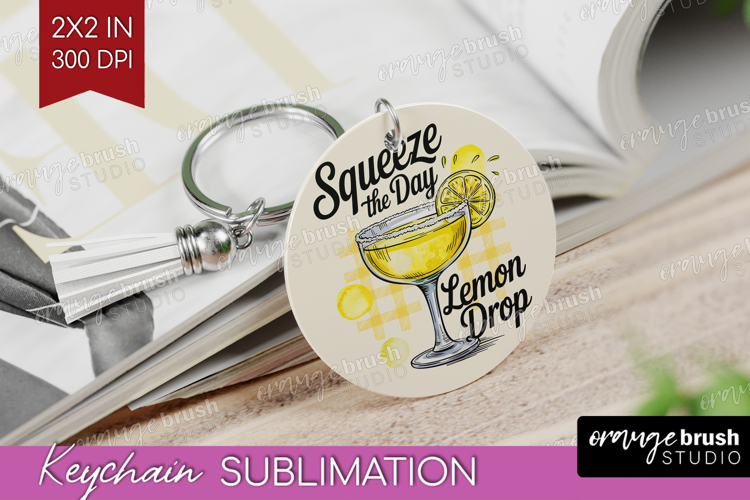 Lemon Drop Cocktail Keychain PNG Summer Drink Keychain