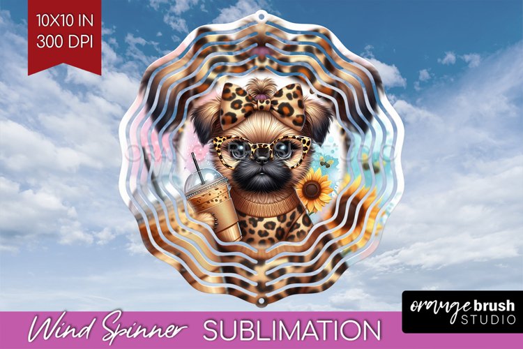 Cute Dog Wind Spinner Sublimation PNG - Leopard Bow Round