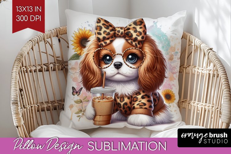 Cute Dog Pillow Sublimation - Leopard Bow Pillow Cover PNG